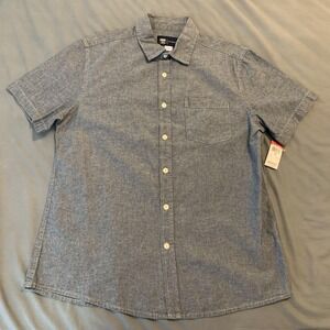 Route 66 Shirt Mens Medium Blue Chambray Short Sleeve Button Front Casual